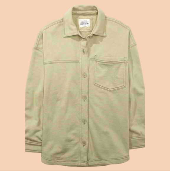 New! AE Oversized 60% Cotton  Fleece  shacket Sz 1 Xlarge & 1 Large - Picture 4 of 14